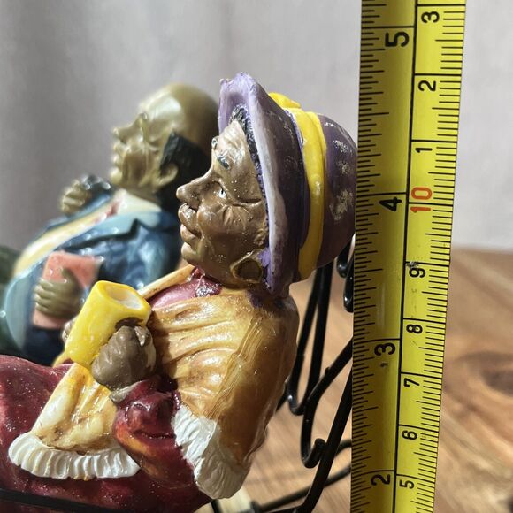 Folk Art Grandpa & Grandma Sitting In Metal Rocking Chair Metal Folk Art - Picture 10 of 10